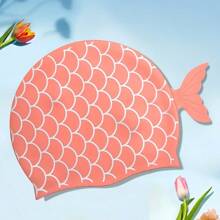 1pc Fish Scale Design Cute Silicone Swimming Cap, Unisex Waterproof Silicone Swim Cap, Oversized Silicone Swimming Hat, Beach Essentials, Beach Accessories, Pool Float