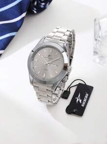 RICECGO RICECGO 1pc Men's Classic Quartz Watch - Business Style, Circular Dial, Calendar Display, Stainless Steel Strap, Quartz Movement, Suitable For Daily Wear, Ideal Gift For Birthdays Or Special Occasions, Anniversary Gift, Back To School Gifts.