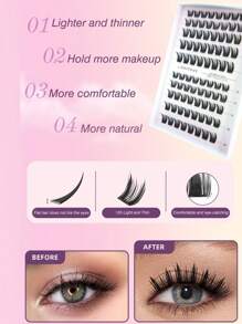 80/100 racimos DIY de pestañas postizas falsas pequeñas y delgadas, pestañas segmentadas, con rizado C+D ligero, pestañas individuales autoinjertas