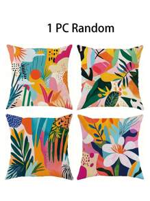 Funda de almohada de 4 piezas/1 pieza con estampado floral bohemio, de colores brillantes y estilo encantador, adecuada para decoración de fiestas en el porche, terraza, sofá, sala de estar exterior, sala de estar, sofá y dormitorio | 18x18 pulgadas | Cierre con cremallera | Tela suave y cómoda - resistente a la decoloración, lavable a máquina, adecuada para la decoración del hogar. Sin relleno de almohada