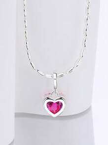 1 Stück Sterling-Silber 925 eleganter und romantischer herzförmiger bunter künstlicher Zirkonia-Anhänger - ideal für den täglichen Gebrauch und Bankettkleidung von Frauen. Perfekte Schmuckgeschenke für Geburtstage, Valentinstag, Muttertag, Erntedankfest und Weihnachten.