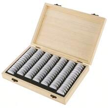 100pcs Coin Capsules Storage Box With Wooden Case Holders Collection Display Box - Wood - View 7