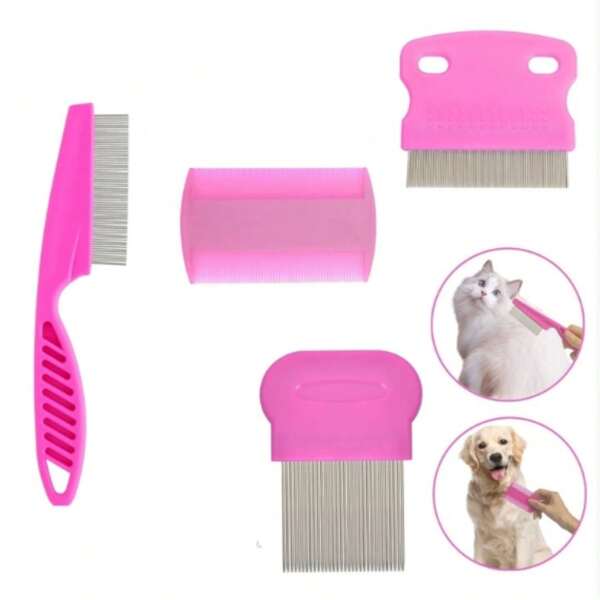 5 peças de pentes de dupla face para animais de estimação para limpeza de pulgas, carrapatos, caspa e remoção de manchas de lágrimas - Pente de dentes finos para cães e gatos - Pente de limpeza para manter os pelos dos animais de estimação saudáveis e brilhantes