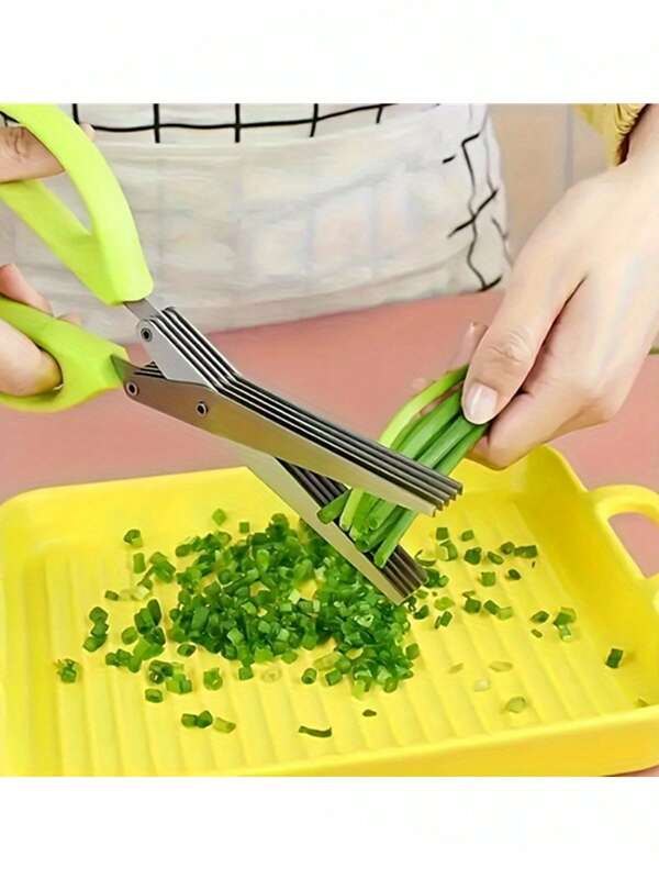 1pc Stainless Steel Kitchen Scissors - Multipurpose Onion & Herb Chopper, Suitable For Grilling & Indoor Use, 3-Layers/5-Layers
