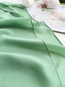 1 件女士简约纯色 110 厘米雪纺围巾头巾，轻盈日常装饰，夏季头巾 - 綠色 - 查看 4