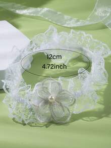 1 件优雅新娘腿袜带蕾丝花珍珠装饰，适合婚礼 - 大腿鏈 - 查看 5