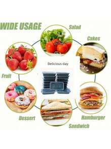 10 Pack, Reusable Plastic Lunch Boxes, Extra Thick Food Storage Containers, Rectangular Meal Prep Containers, Stackable, Leak-Proof, Microwavable, Dishwasher-Safe And Freezer-Safe