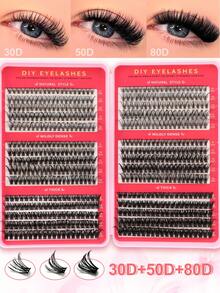 600PCS 4 Styles DIY Eyelash Extension Kit - Includes False Lashes, Glue, Remover, Tweezers & Brush, Professional & Beginner Friendly, Easy Home Use,Eyelash Starter Kit For Beginners: All-In-One Set With Lashes, Adhesive, Remover & Tools To Apply Easily At Home Like A Pro,Professional Eyelash Extension Kit For Home Use