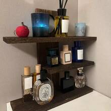 1pc Home Fragrance Shelf, Multi-Layer Makeup Organizer, Fragrance Display Stand, Vintage Wooden Cosmetic Storage Rack, Vanity Counter - Multicolor - View 7