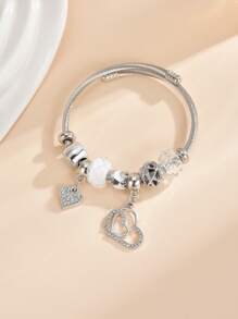 Rhinestone Heart Decor Bangle Valentines