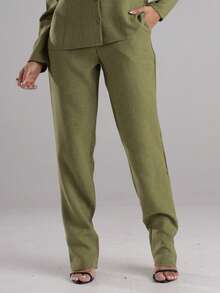 Sensory Fabric Pants With Button, Zipper And Pockets - Green - View 2