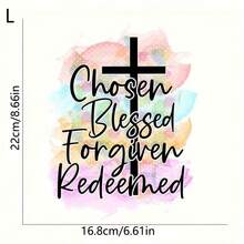 1 miếng/2 miếng/3 miếng Miếng dán chuyển nhiệt truyền cảm hứng từ Cơ đốc giáo, Được chọn, Được tha thứ, Được cứu chuộc - Miếng dán thêu động lực, Bền, Có thể giặt, Chất liệu nhựa dễ ủi, Lý tưởng để tự làm áo phông, áo hoodie, quần jean, ba lô, túi xách, gối, mũ lưỡi trai - Nhiều màu - Xem 2