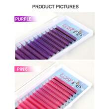 Lashine Lashine 12 Rows YY Shape Hand Woven Premium Synthetic YY Lashes Extensions Color Pink 0.07mm D Mix Soft Natural Colorful Automatic Flowering Premade Fans YY Individual Lashes