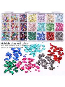 12pcs/Set Mixed Flat Nail Art Rhinestones Decor, Nail Jewels For DIY Nail Jewelry, Phone Case, Cup, Hair Accessories, Face Gems