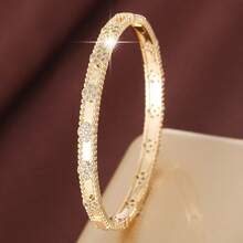 1pc Fashion Four-Leaf & Five-Leaf Flower Arrangement Design Cubic Zirconia Inlaid Women Bracelet, Valentine's Day Gift - Multicolor - View 17