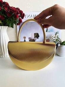 2024新款时尚简约优雅女士手拿包，派对链条单肩包，轻巧奢华礼品手提包，送给女友的生日礼物 - 金色 - 查看 2