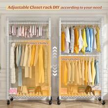 Clothes Rack With Cover & Wheels - Heavy Duty Adjustable Rolling Portable Closet, Space-Saving 35.5" W X15.7" D X79" H,Room Decor,Home Decor - White - View 8