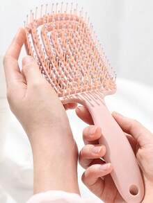 3支/2支/1支装 女孩蓬松按摩猪鬃大号弯头梳套装，镂空马卡龙色发梳，必备发梳，美发造型工具，护发产品及配件，适合美容旅行和美发沙龙使用，适用于头发护理和造型