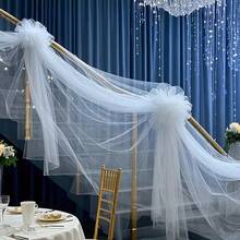 1 Set, Sheer Chiffon Fabric, 315 Inch Wedding Arch Drape Decor, For Wedding Ceremony, Curtain Fabric, Curtains And Halloween Backdrop Decor, Birthday Party Decoration, Stage, Swing, Tent, Wedding Table & Chair Decor - White - View 4