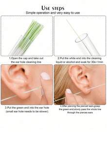 3pcs/Set 316L Stainless Steel Disposable Sterile Ear Piercing Kit With Marker Pen And Cleaning Thread, Body Jewelry Piercing Tool - White - View 3