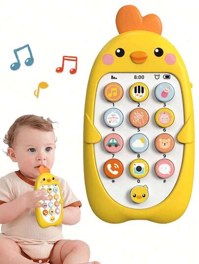 1 peça de brinquedo de telefone para bebê multifuncional com design fofo, função de aprendizagem sensorial com vários efeitos sonoros e de luz, brinquedo de mordedor, presente de chá de bebê infantil