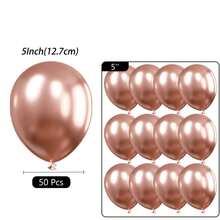 50 quả bóng bay Heli kim loại mạ crôm vàng hồng 5 inch dùng để trang trí tiệc cưới sinh nhật, - Hoa hồng vàng - Xem 2
