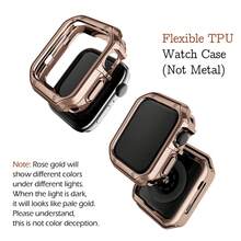 兼容 表带和表壳、带 TPU 盖的不锈钢金属链、智能手表链式表带、适用于 I-Watch 系列 9 8 7 6 5 4 3 2 1 SE 的腕带，41 毫米 40 毫米 38 毫米