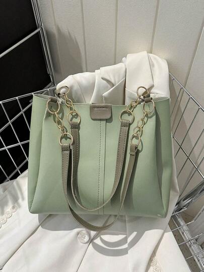 حقيبة كتف قديمة الطراز ذات لون أحادي عصرية مناسبة للنزهات اليومية والسفر