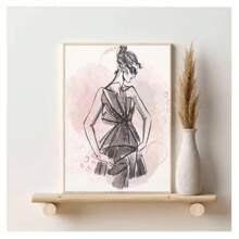 1pc Frameless Modern Fashion Women's Line Art Posters Minimalist Watercolor Fashion Wall Arts Nordic Style Living Room Bedroom Dormitory Study Bar Coffee Shop Office Room Wall Decoration Home Decoration