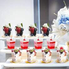 10/20/25/50/100pcs Square Mousse Cup, Dessert Cup, Pudding Cup, Suitable For Desserts, Juices, Smoothies, Mini Cups - Clear - View 7