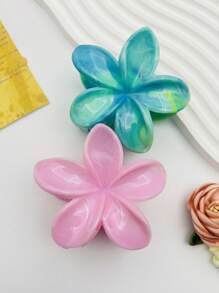 1pc Women Large Size Blue Gradient Flower Plastic Lightweight Hair Clip, Fashionable And Versatile High-End Elegant Simplistic Solid Color Hair Accessory, Suitable For Daily Casual, Party, Commute, Vacation, Hairstyling, Makeup, Outfit Matching Hair Claws Claw Clips Hair Clips Hair Jaw Clip Hair Clamps Hair Clutch Hair Catcher Clip