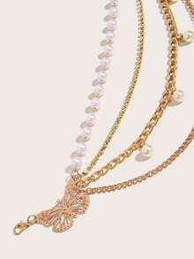 1 Stück Damen Perlen Schmetterling Mehrschichtiger Quasten Taillenkette, personalisierte Taillendekoration für Hochzeit, Geburtstag, Party, täglichen Sommer-Tragen, Schule