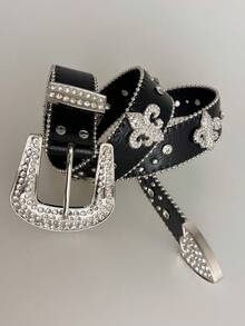 Latest Rhinestone Decorated Belt, Y2K Fully Rhinestone Bling Bling Belt, Cross Rhinestone Punk Belt, Sequin Rivet Punk Belt, Fashion Versatile - Multicolor - View 11