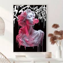 美杜莎吹泡泡装饰艺术壁挂毯 - 1 件，无框帆布，适用于客厅、餐厅、咖啡店 - 彩色 - 查看 1