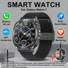 GUHUAVMI 2025 New Smart Watch Compatible With Galaxy Watch 7, Wireless Calling/Dial, 1.43inch AMOLED Full Screen Touch, AI Voice, Info Push, NFC Access Control, SOS Call Smartwatch, ECG/Heart Rate/Sleep Monitoring, Fitness Tracker, Health Smartwatch For Men Women, Compatible With Android IOS