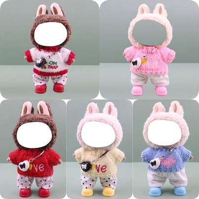 四件套服装（不含娃娃），适用于17厘米娃娃，可替换第一代、第二代和第三代娃娃的服装。包含服装、配饰和鞋子，布艺服装套装，精致配饰，适合作为礼物。