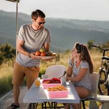 1 lonchera plegable de silicona, lonchera para ensalada de frutas, lonchera portátil para viajes, lonchera para picnic y camping, con tapa sellada y válvula de ventilación, a prueba de fugas y fácil de limpiar.