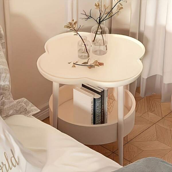 Classic And Stylish Storage Table, Two-Layer Storage Design, Modern Minimalist Nightstand,Can Be Used As Bedside Storage Table, Living Room Coffee Table, Office Shelf, Etc., Arc Anti-Collision Design, Exquisite And Simple, Mother's Gift, Compact Plastic Coffee Table & Bedside Table For Bedroom, Living Room, , Small Space,Study Des,Casual Style For Bedroom And Living Room Organization