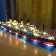 1pc Classic Luxury Cruise Ship Large Model, Micro Mini Building Block Set 3D Model, Creative Stress Relief Assembled Bricks Collectible Display, Birthday Gift, No Lighting, Includes Assembly Tools