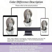 Lolita Perücke mit Pony, geschichtete lockige, zerzauste kurze Perücke in silbergrau, fluffige synthetische Haar Perücke geeignet für Männer & Frauen, für den täglichen Gebrauch