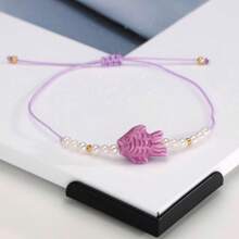 1 Set Bohemian Colorful Ceramic Fish Braided Bracelet Set (Ceramic Fish Color Is Random, Minor Cracks Are Normal Craftsmanship)