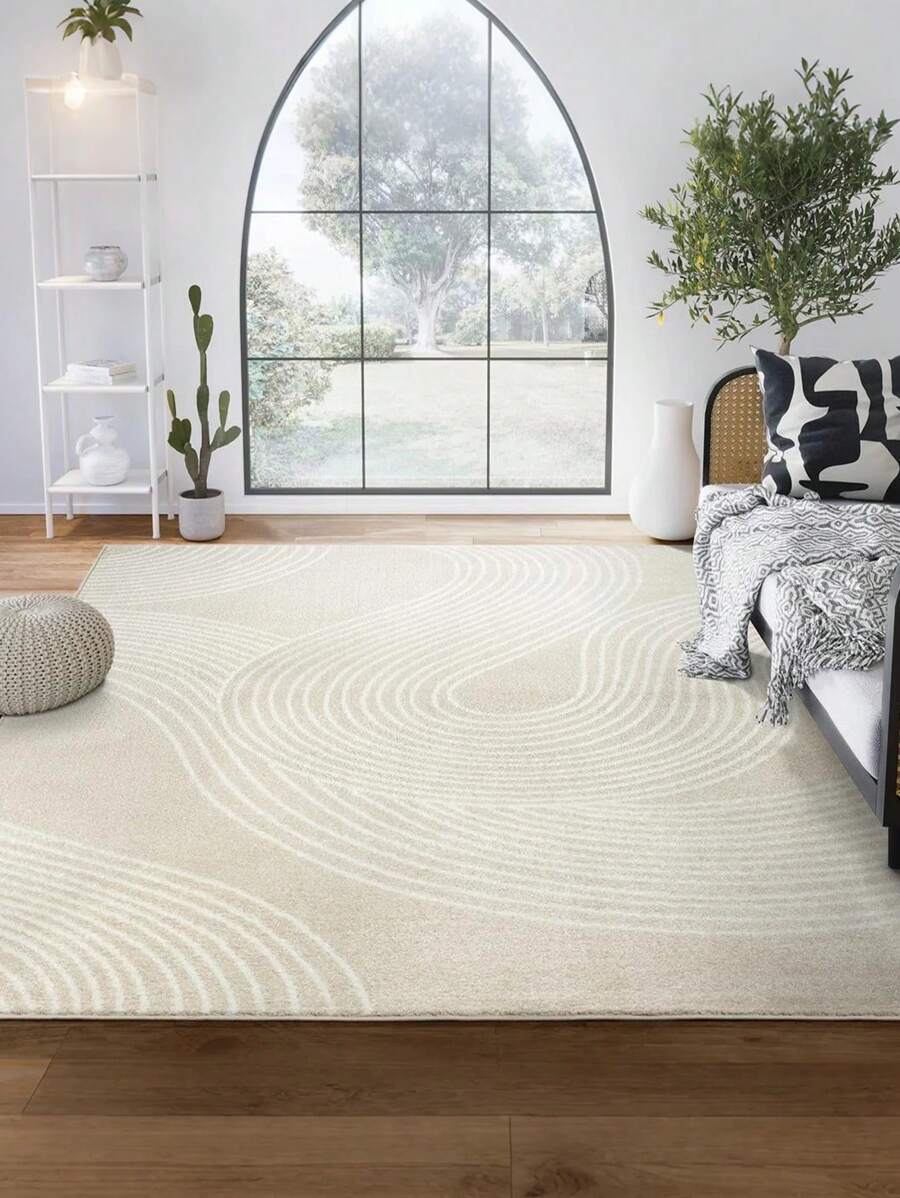 Soft Nordic Simple Lines Area Rug, Comfortable For Bedroom, Living Room, Study, Entryway, Office, Room Decor As Floor Mat, Modern Polyester Absorbent Floor Mat, Washable & Non-Slip, Carpet For Living Room - Indoor All-Season Home Decor, Rugs For Bed Room, Living Room Large Rugs, Beige/Cream Tones, Bedroom Rug, Living Room Dector | Bedroom Dector