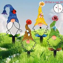 4 Stück 2D Flachkunst Acryl Gnom Dekorationen Set, zur Bodeninstallation, geeignet für Valentinstag, Garten, Hof, Außenterrasse und Rasendekoration, anwendbar für 11 Feiertage