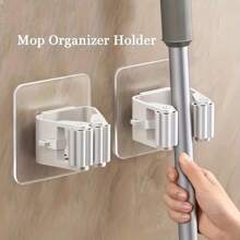 8pcs Multi-Function Punch-Free Wall-Mounted Strong Mop Hook, Waterproof Mop Storage Rack, Broom Hook, Bathroom Tool Storage Clip, Bathroom Hook, Bathroom Accessories, Suitable For Placing Mop Broom And Cleaning Tools In Bathroom