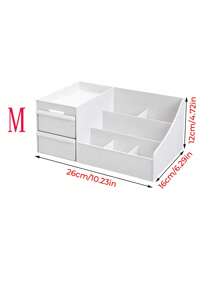 1 PIEZA Caja de almacenamiento de cosméticos con cajones - Organizador de escritorio para cuidado de la piel, perfume, lápiz labial y papelería - Perfecto para dormitorio, tocador y decoración de baño, para vacaciones en la playa, colección de baño, colección de dormitorio, gran capacidad