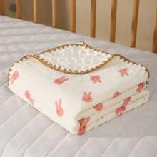 1pc Baby Blanket, Adorable Pattern, Plush Sherpa Fabric, Multi-Functional Use - Stroller Cover, Newborn Swaddle, Nap Blanket, Summer Quilt, Suitable For Spring, Summer, Autumn, Outdoor Use, Size: 100cm*100cm