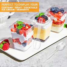 50/25/10pcs Pack 5 Oz Plastic Dessert Cups With Lids, Plastic Cups, Disposable Cups For Party Yogurt Pudding/Appetizer Cups, Mini Dessert Cups For Pudding, Fruit And Ice Cream, Suitable For Holiday Parties, Weddings, Decoration, Travel - 無色 - 查看 10