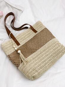 Bolso de mano con flecos y degradado de color, bolso de playa para vacaciones