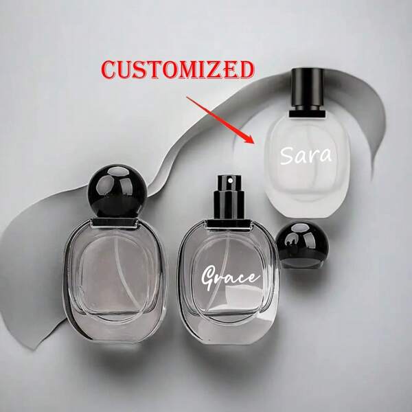 1 Stück anpassbarer 30ml klarer Glassprühflasche mit schwarzem Deckel, tragbarer nachfüllbarer Kosmetiksprühflasche, perfekt zum Anpassen Ihres Parfüms und anderer flüssiger Behälter