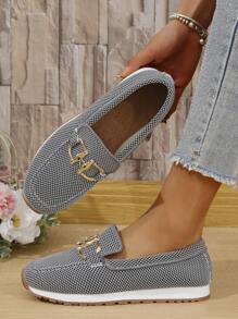 Nuevas Cómodas, Transpirables y Antideslizantes Mocasines Planos Casuales con Cadena de Metal en la Suela, Apropiados para Todas las Estaciones, para Mujeres